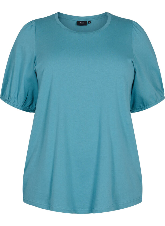 T-shirt i bomull med 2/4-ärmar, Brittany Blue, Packshot image number 0