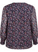 Blus med blomm&ouml;nster och glittertr&aring;d, Bl&aring;, Packshot image number 1