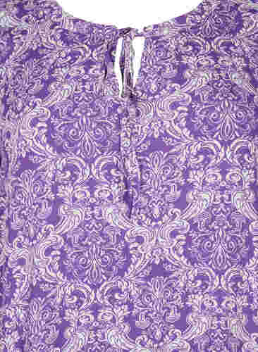 Kortärmad viskosklänning med mönster, D. Lavender Oriental, Packshot image number 2