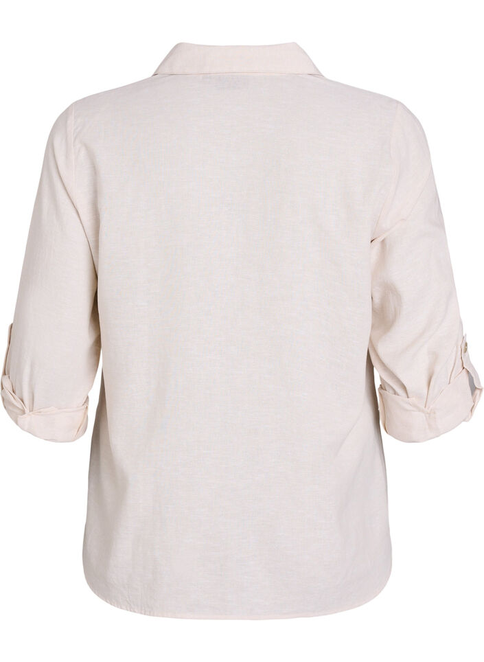 Skjorta i linne och viskos med 3/4-&auml;rmar, Beige, Packshot image number 1