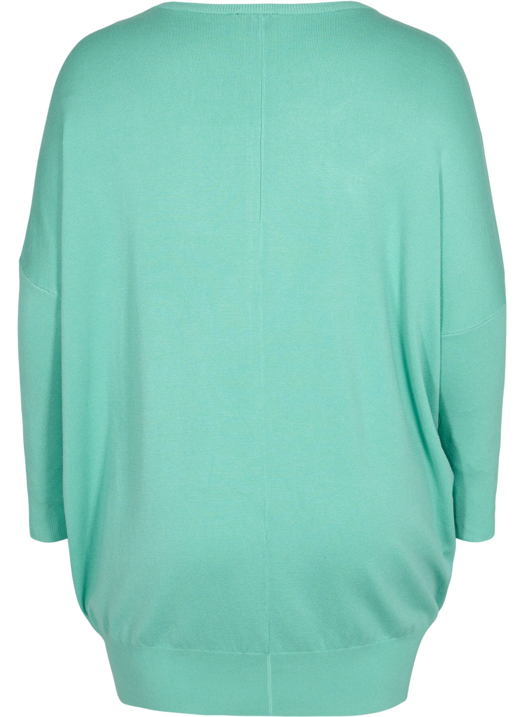 Zizzi Stickad blus, Dusty Jade Green, Packshot image number 1