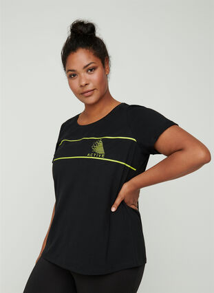 Tränings t-shirt med print, Black, Model image number 0
