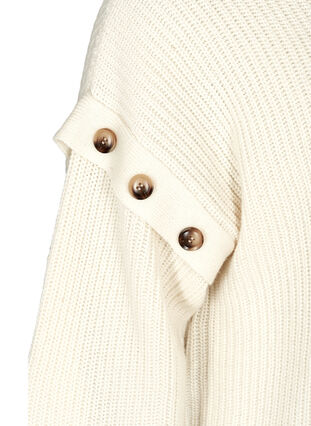 Stickad tröja med ull och detaljer med knapp, Cloud Dancer, Packshot image number 2