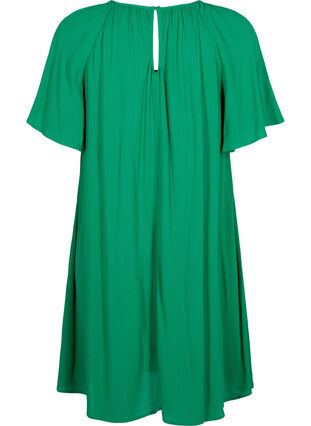 Klänning i viskos med korta ärmar, Jolly Green, Packshot image number 1