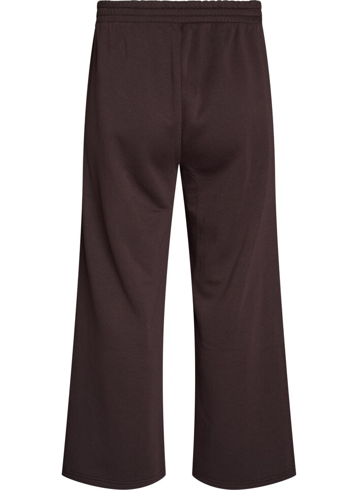 Sweatpants med h&ouml;g midja och vida ben, Brun, Packshot image number 1