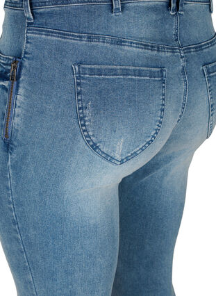 Super slim Amy Jeans med slits, Blue denim, Packshot image number 3