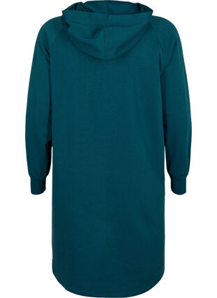 Långärmad sweatshirtklänning med huva, Deep Teal, Packshot image number 1