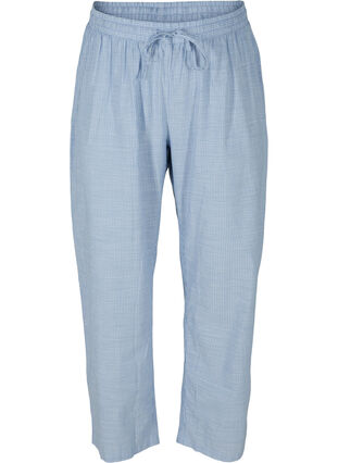 Randiga pyjamasbyxor i bomull och lös passform, White/Blue Stripe, Packshot image number 0