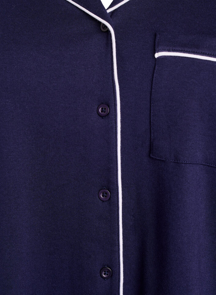 Pyjamasskjorta i bomull med br&ouml;stficka, Bl&aring;, Packshot image number 2