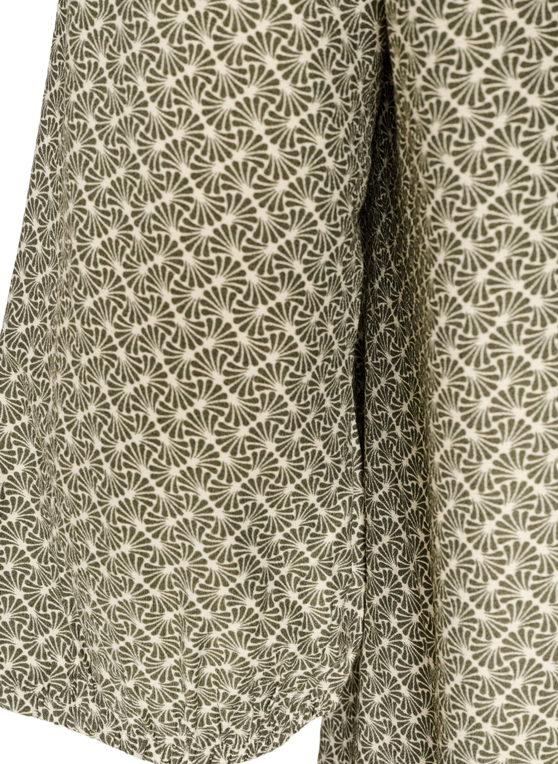 ZizziM&ouml;nstrad blus i viskos med 3/4-&auml;rm, Gr&ouml;n, Packshot image number 3