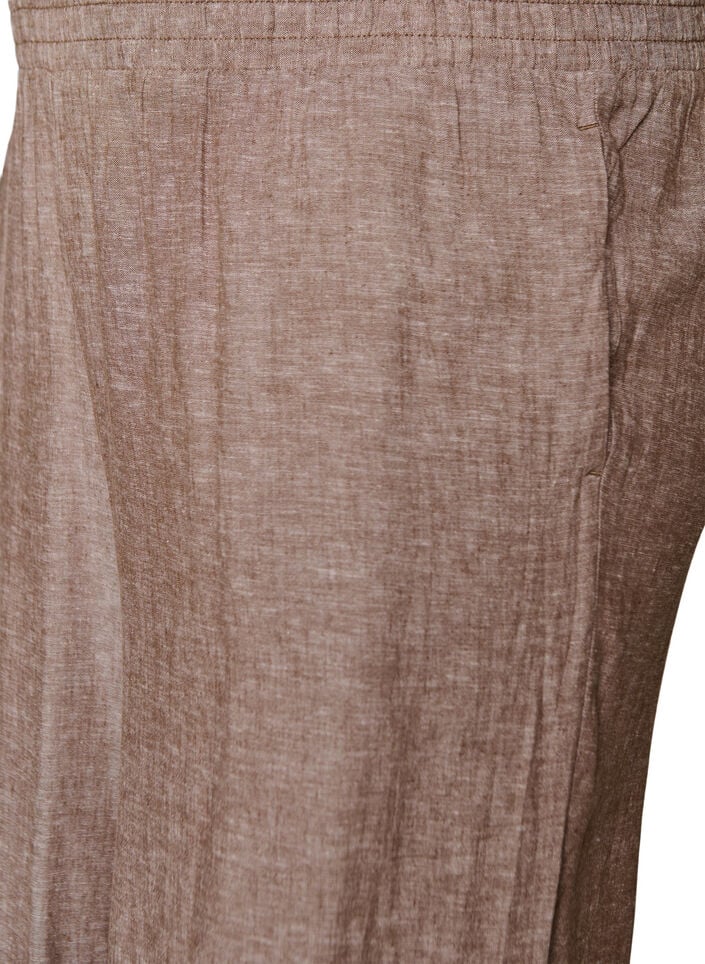 Byxor med vida ben i linne och viskos, Brun, Packshot image number 2