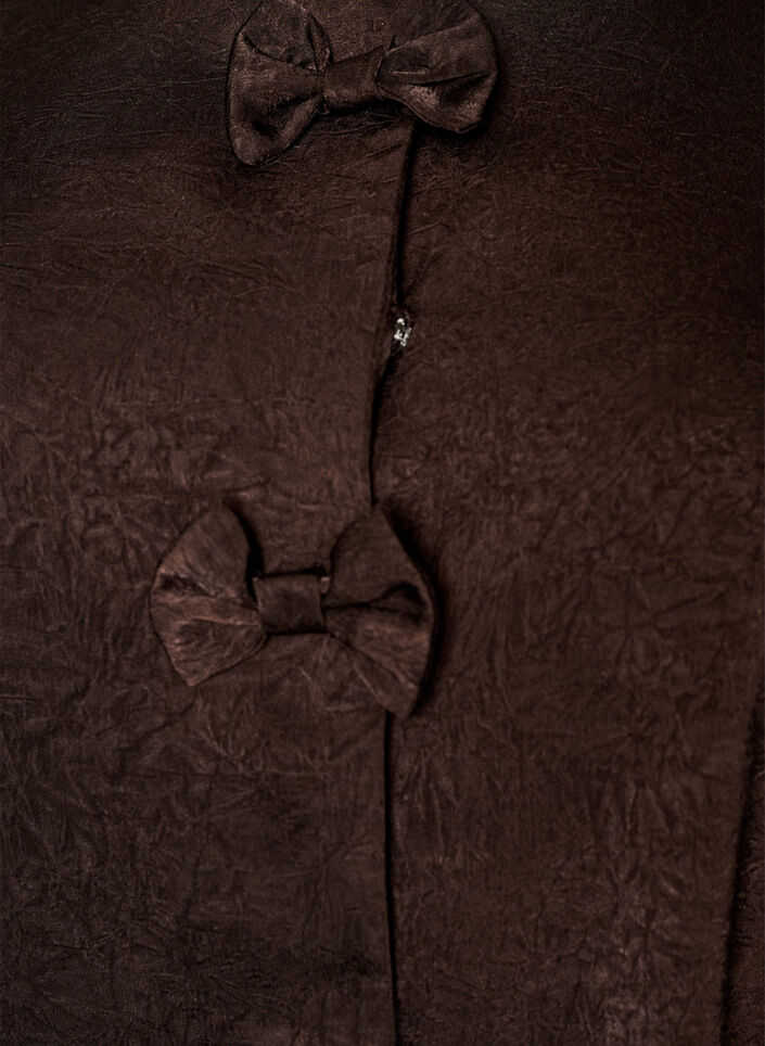 Blus i satin med rosetter och halvl&aring;nga &auml;rmar, Brun, Packshot image number 2