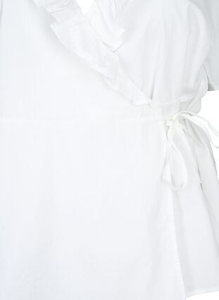 Kortärmad blus med volangdetaljer, Bright White, Packshot image number 2