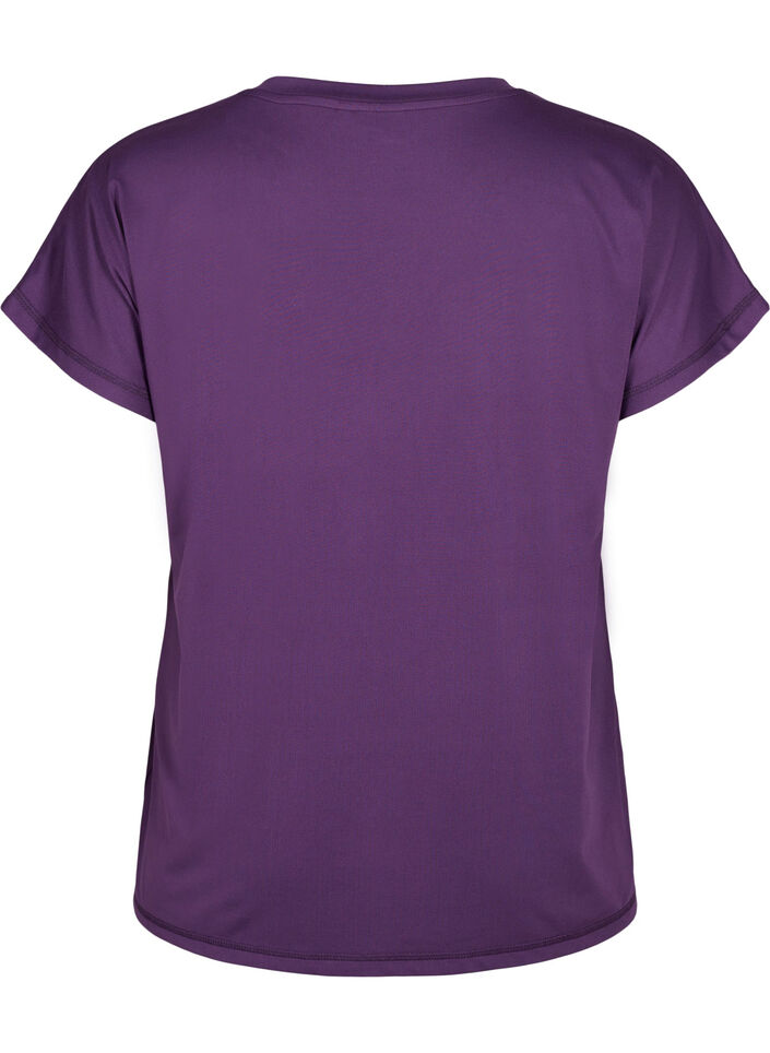 Tr&auml;nings t-shirt med v-ringning och l&ouml;s passform, Lila, Packshot image number 1