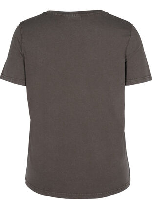 V-ringad t-shirt med tryck, Dark Grey Acid wash, Packshot image number 1