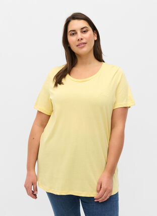 T-shirt i bomull med tryck, Pale Banana Shine, Model image number 0