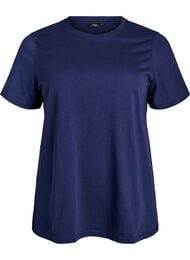 Enkel t-shirt i bomull med rund halsringning, Bl&aring;