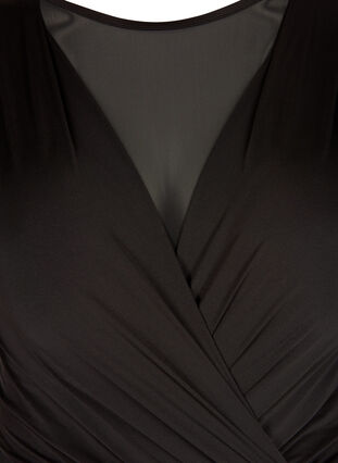 Baddräkt med mesh och draperingar, Black, Packshot image number 2
