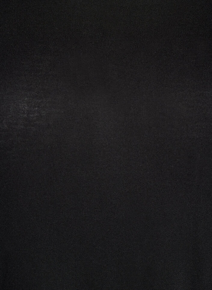 L&aring;ng&auml;rmad blus i ull och viskos, Svart, Packshot image number 2