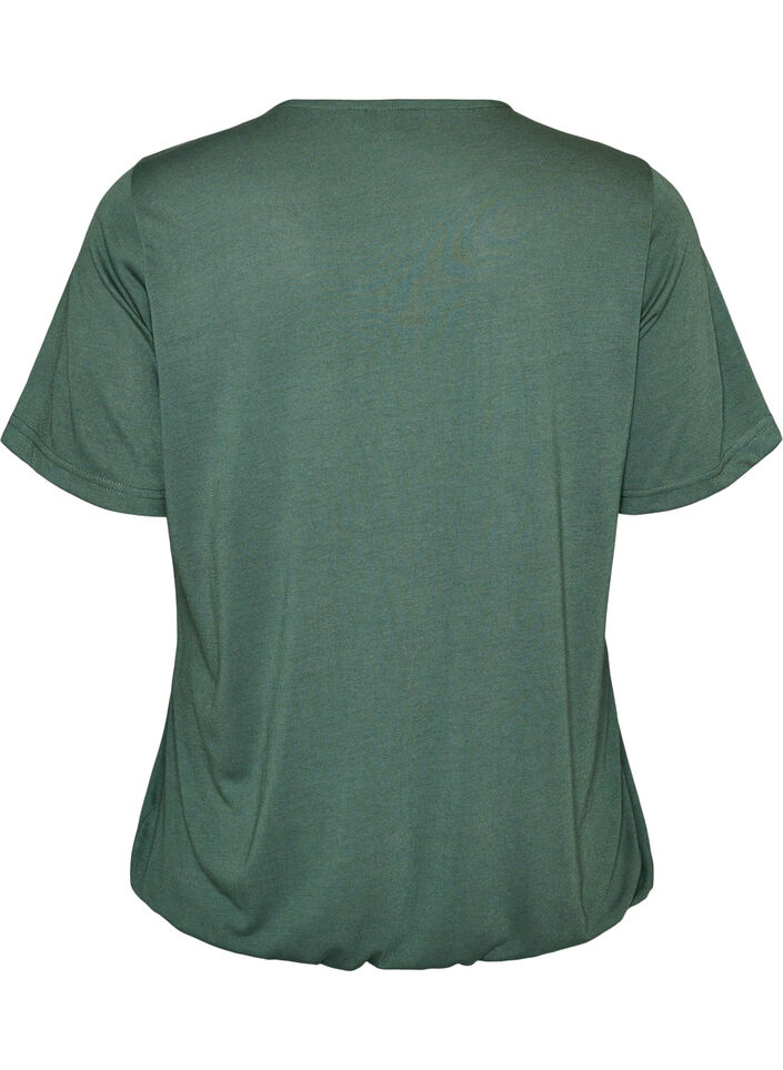 Blus med spetsinf&auml;llning och ballong&auml;rmar, Gr&ouml;n, Packshot image number 1