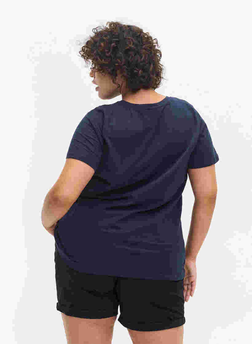 2-pack kortärmade t-shirtar i bomull, Navy B/Reseda, Model image number 1