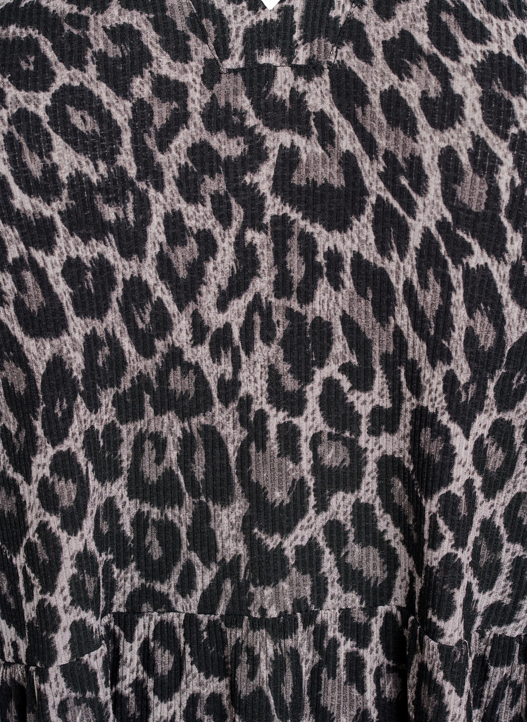 Zizzi Kort, A-linjeformad kl&auml;nning med leopardm&ouml;nster, Gr&aring;, Packshot image number 2