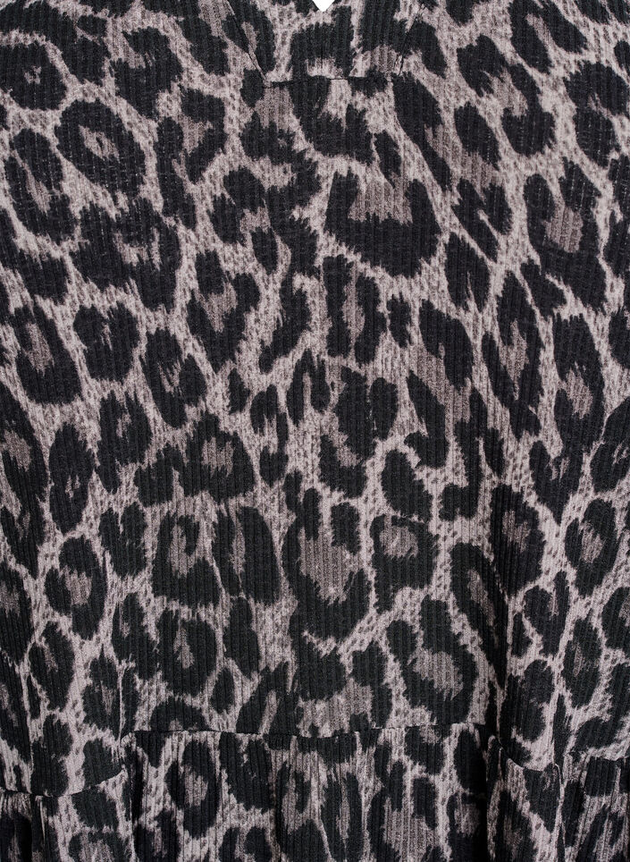 Kort, A-linjeformad klänning med leopardmönster, Grå, Packshot image number 2