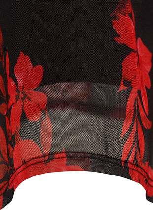 Kjol, Black w. red flower aop, Packshot image number 3