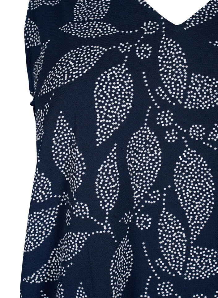 Mönstrad topp med v-ringning, Navy B. w. Dot Leaf, Packshot image number 2