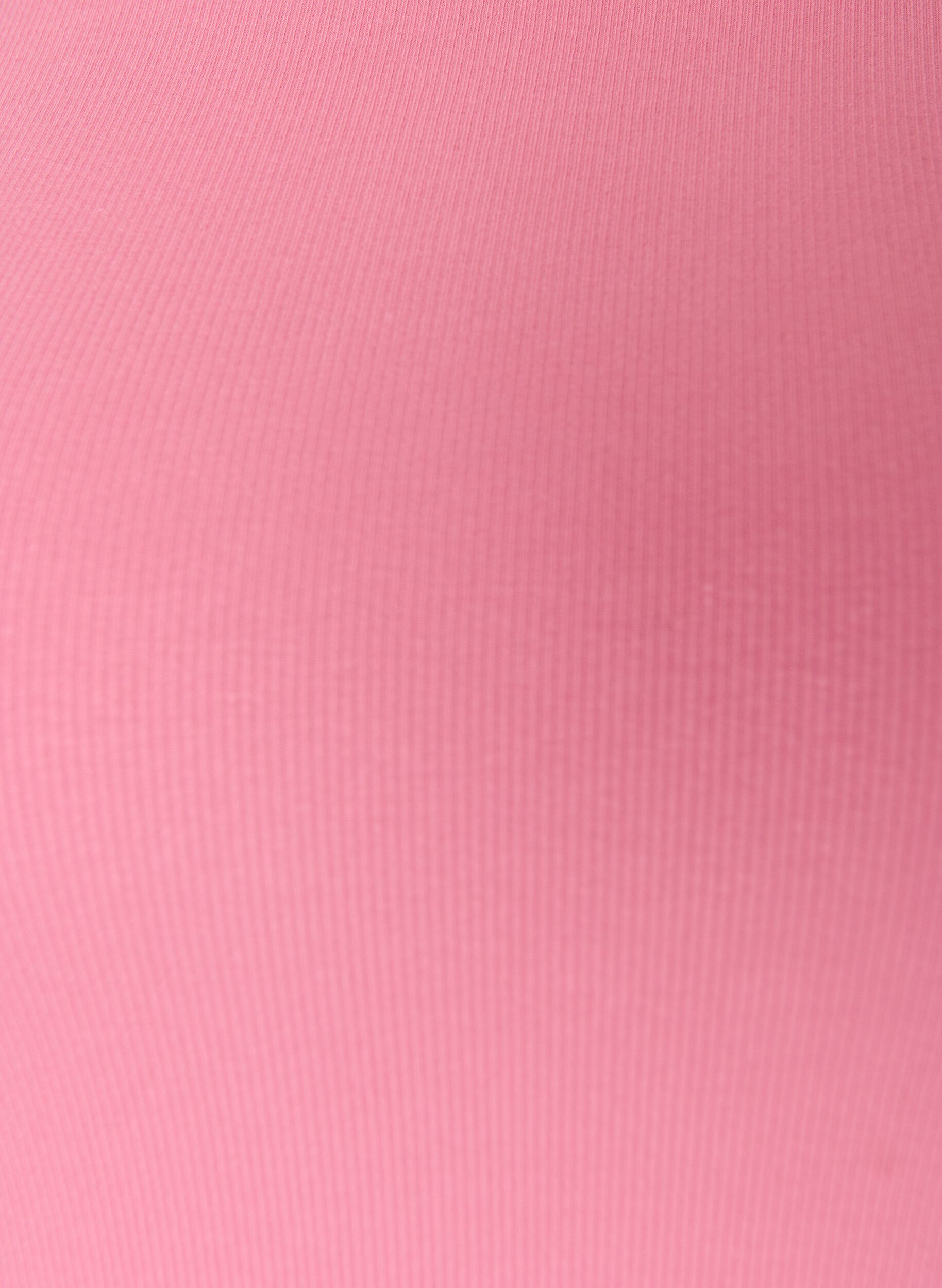 ZizziRibbad topp i bomull med h&ouml;g hals, Rosa, Packshot image number 2
