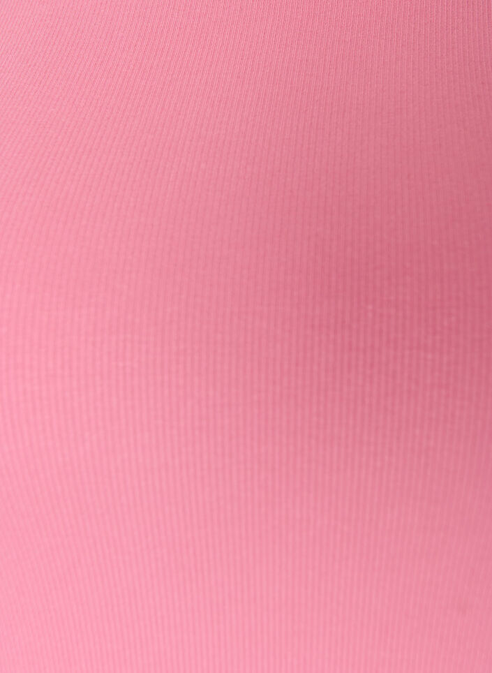 Ribbad topp i bomull med h&ouml;g hals, Rosa, Packshot image number 2