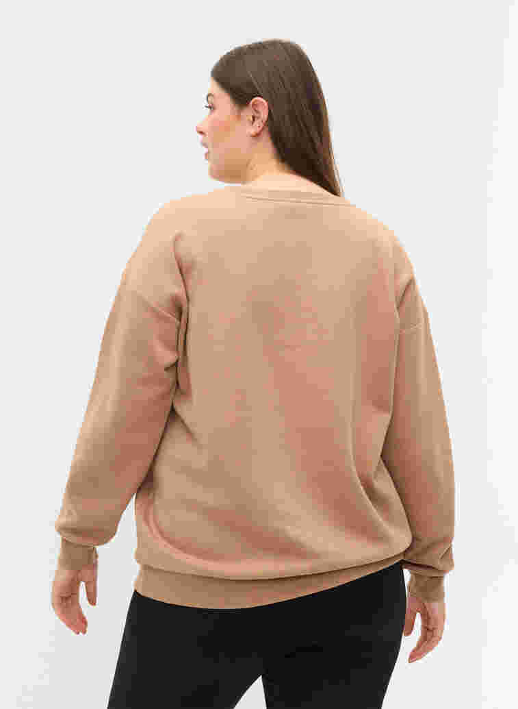 Sweatshirt med sportigt tryck, Tannin, Model image number 1