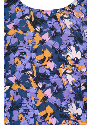 Blommig viskosblus med smock, Purple Flower AOP, Packshot image number 2