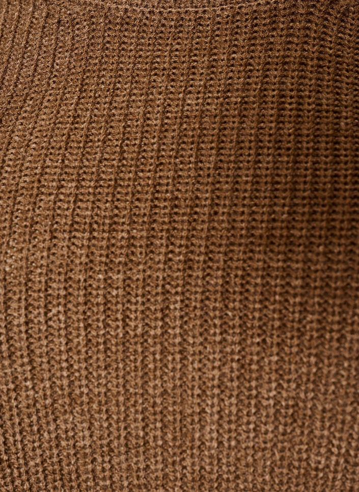 Stickad blus med ribbstruktur och knappdetaljer, Brun, Packshot image number 2