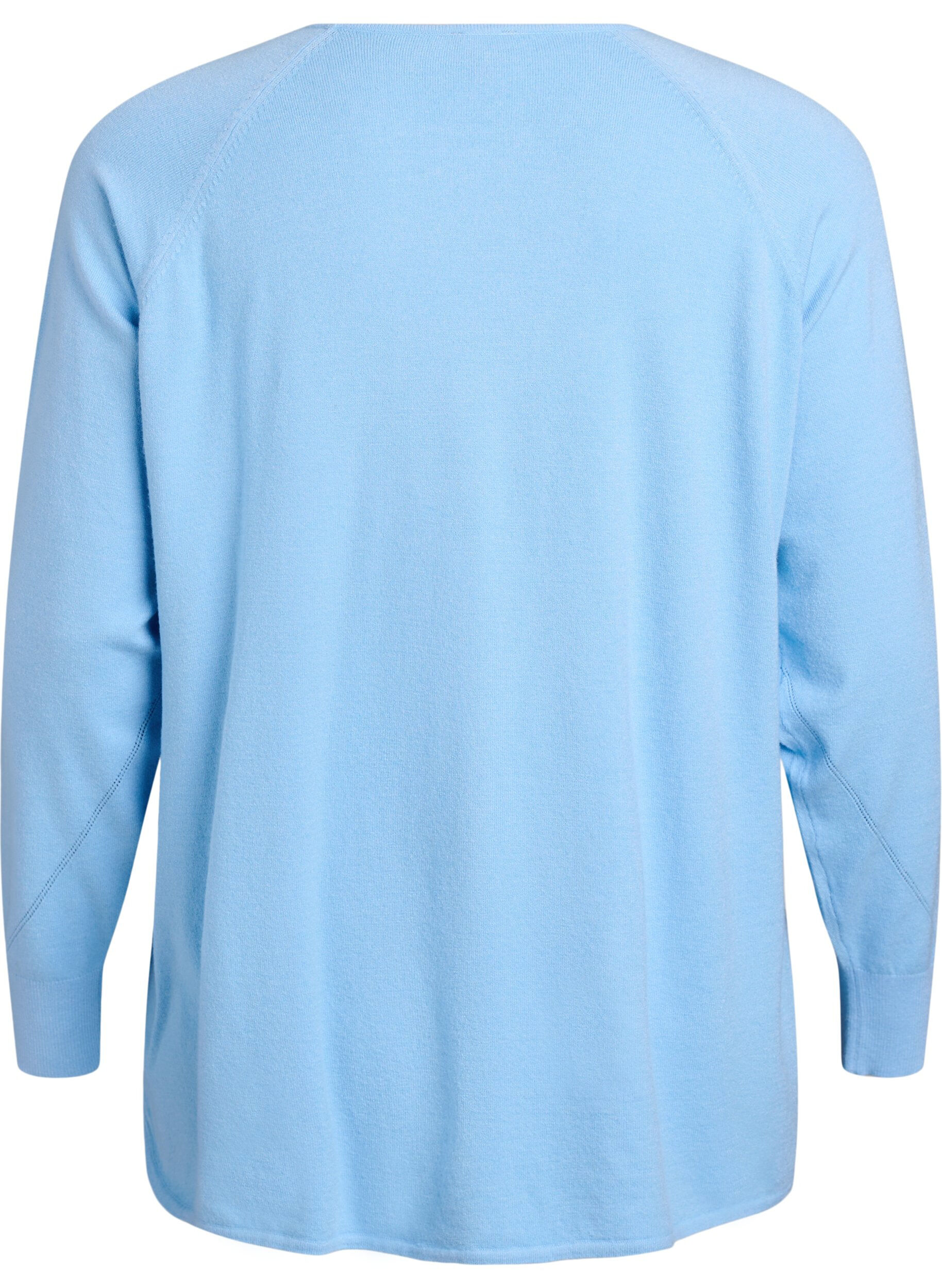 ZizziStickad blus med rund hals och stickat m&ouml;nster, Bl&aring;, Packshot image number 1