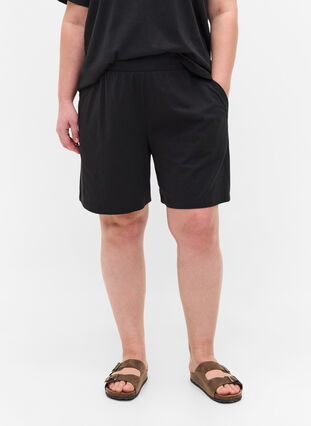 Lösa shorts med fickor, Black, Model image number 2