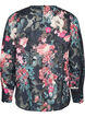 Blommig blus med v&auml;vd textur, Svart, Packshot image number 1