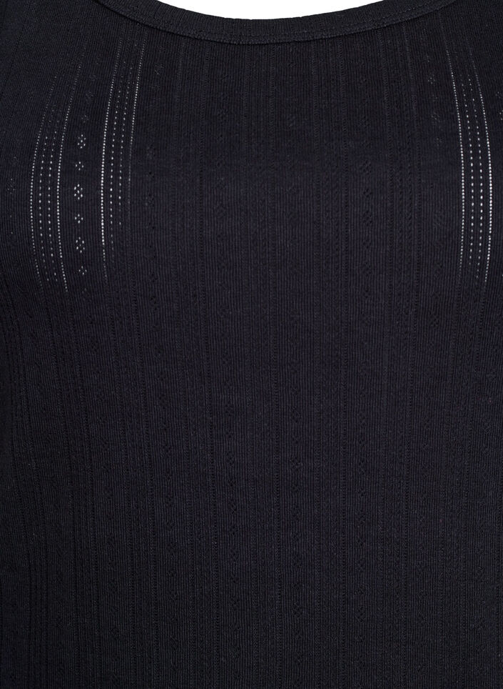 Nattlinne i ekologisk bomull med texturerat m&ouml;nster, Svart, Packshot image number 2