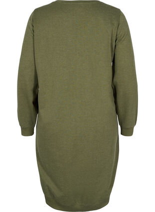 Sweatshirtklänning med långa ärmar, Ivy Green Melange, Packshot image number 1