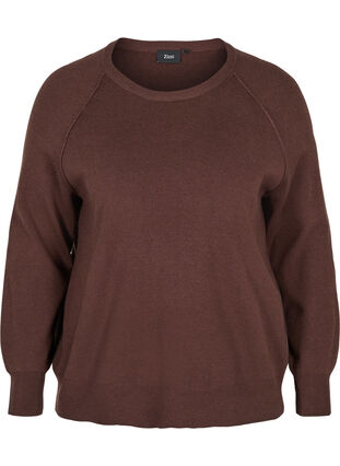 Stickad tröja med rund urringning, Coffee Bean, Packshot image number 0