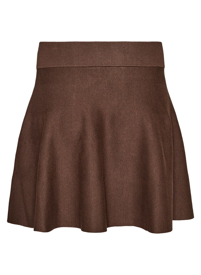 Kort a-linjeformad kjol i stickat, Brun, Packshot image number 1