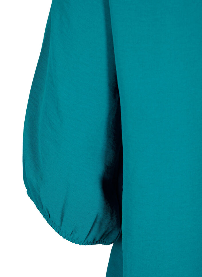 Blus med smock och 3/4-ärmar, Deep Lake, Packshot image number 3