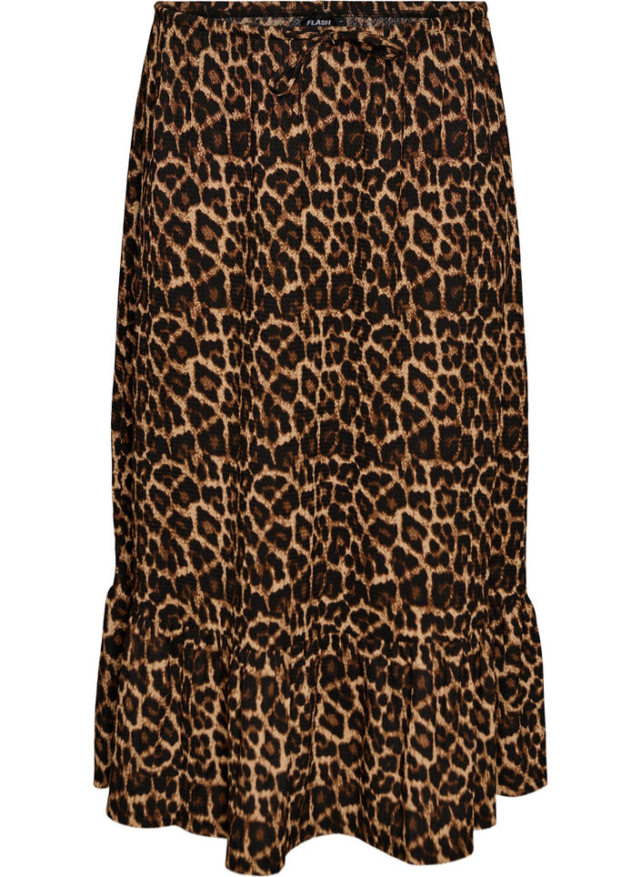 L&aring;ngkjol med knytsk&auml;rp och volangkant, Svart, Packshot image number 0