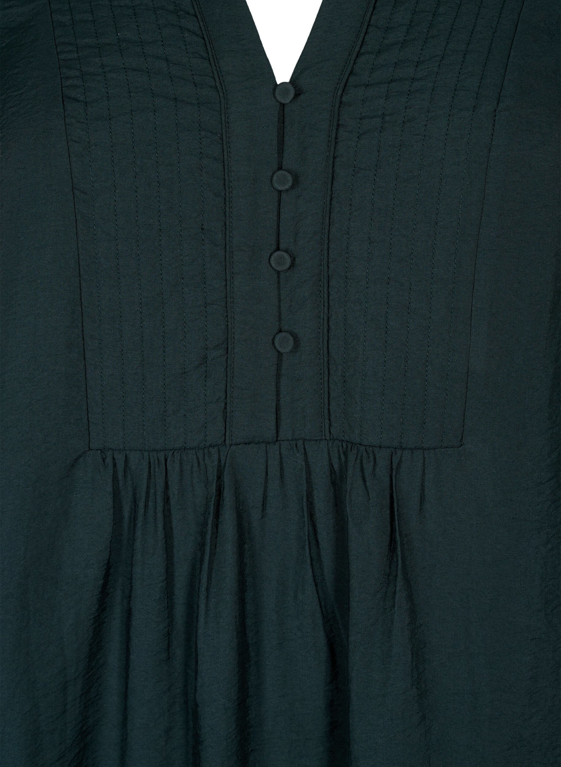 Zizzi Kort kl&auml;nning med stickningar och knappar, Scarab, Packshot image number 2