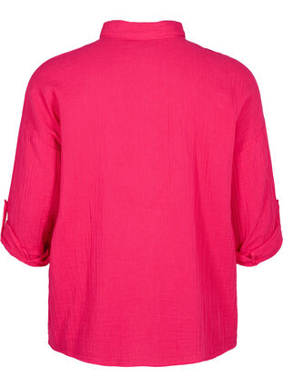 Skjorta med krage av bomullsmuslin, Bright Rose, Packshot image number 1