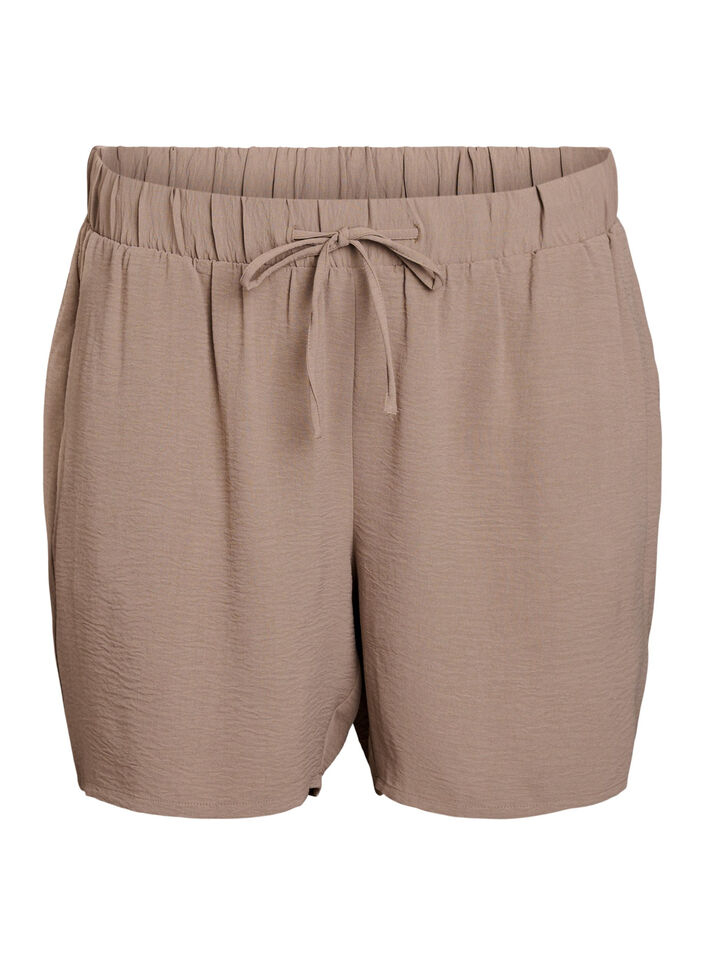 Shorts med fickor och resår i midjan, Brun, Packshot image number 0