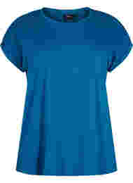 Kortärmad t-shirt i bomullsmix, Petrol Blue