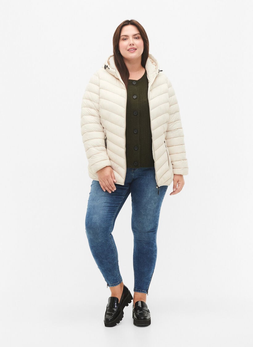 L&auml;ttviktsjacka med huva, Beige, Model image number 1