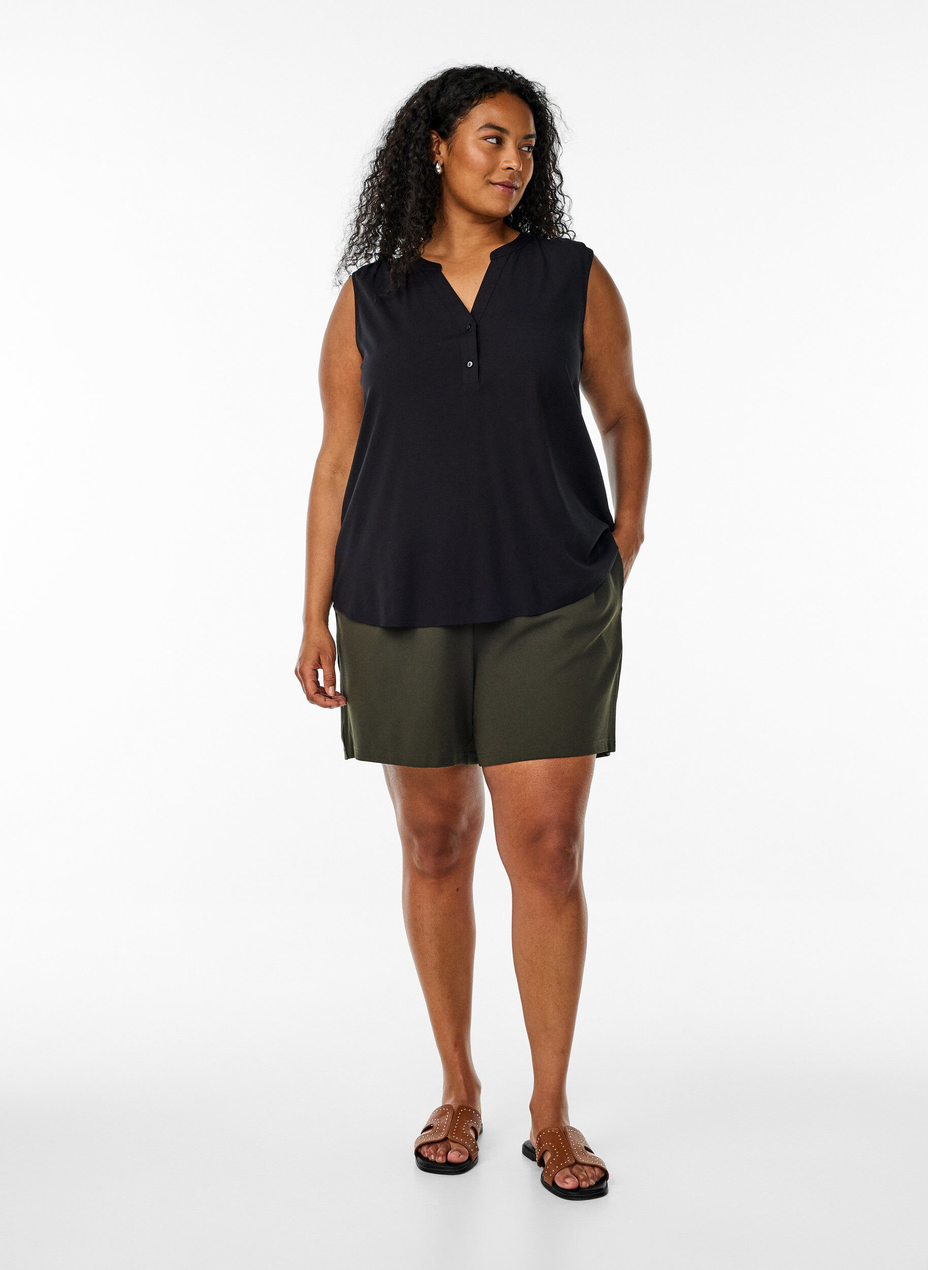 Zizzi&Auml;rml&ouml;s viskosblus, Svart, Model image number 1