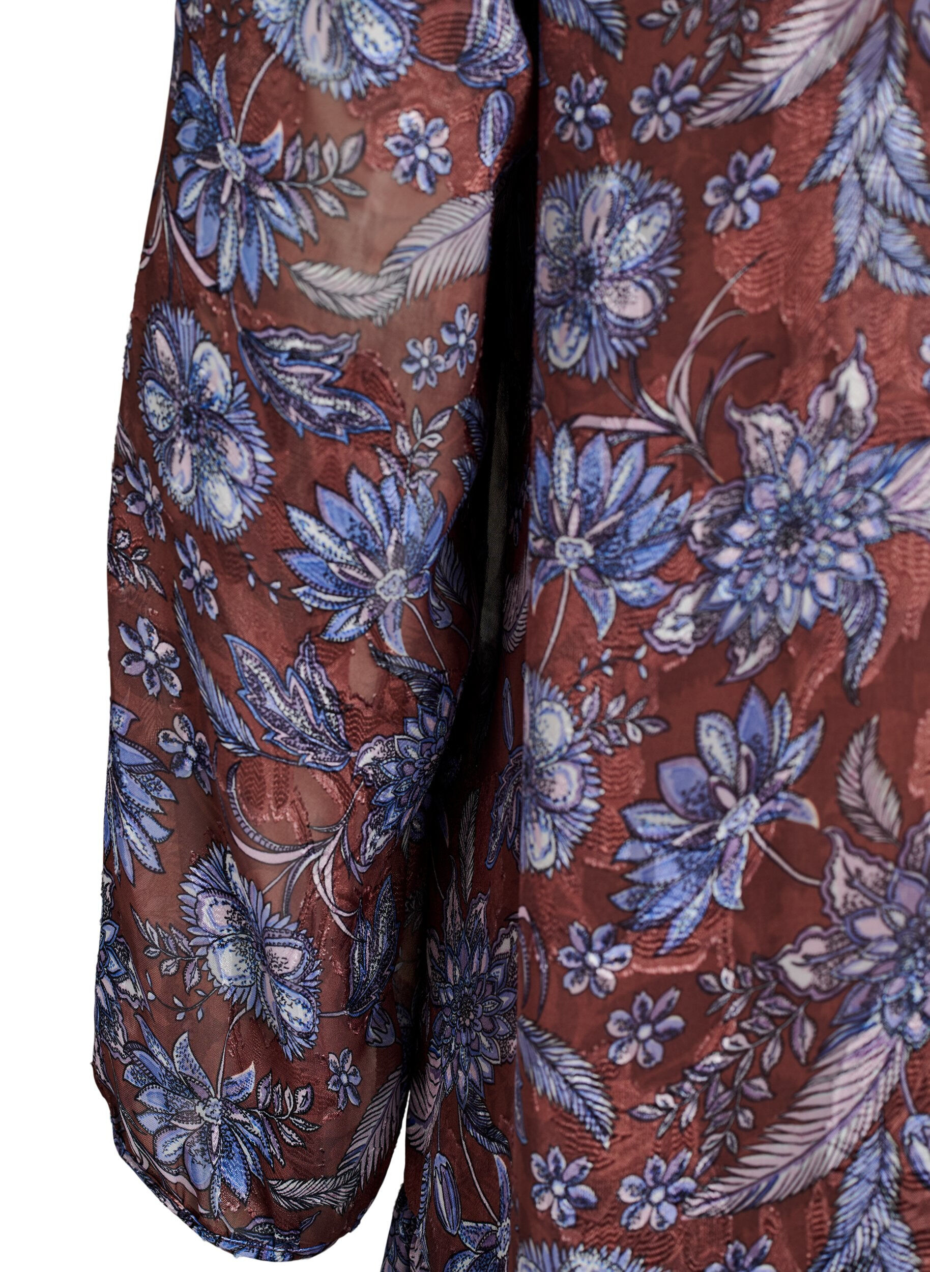 ZizziMidikl&auml;nning med blommigt m&ouml;nster och volangkant, Brun, Packshot image number 3